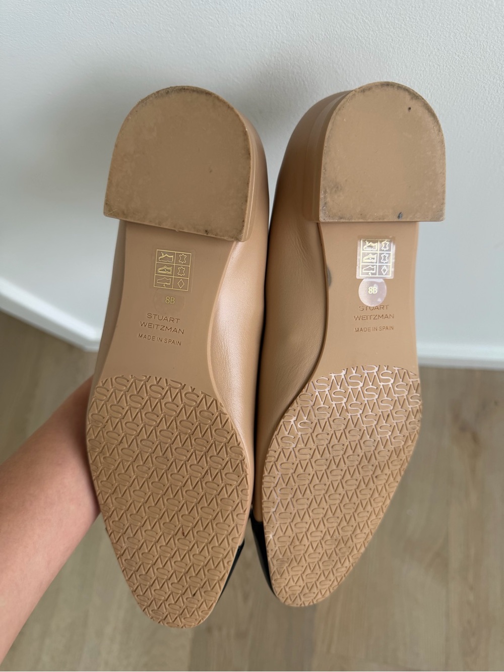 Stuart Weitzman Nude and Black Two-Tone Bow Ballet Flats - Picture 3 of 3